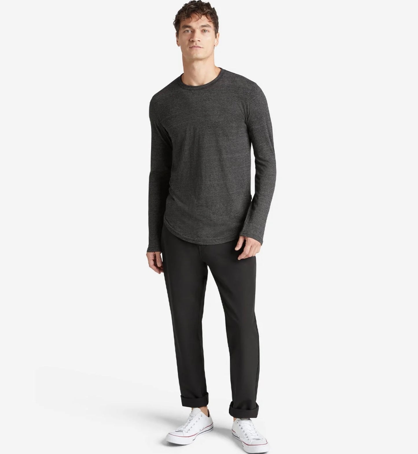 Goodlife LS Triblend Scallop Crew Black