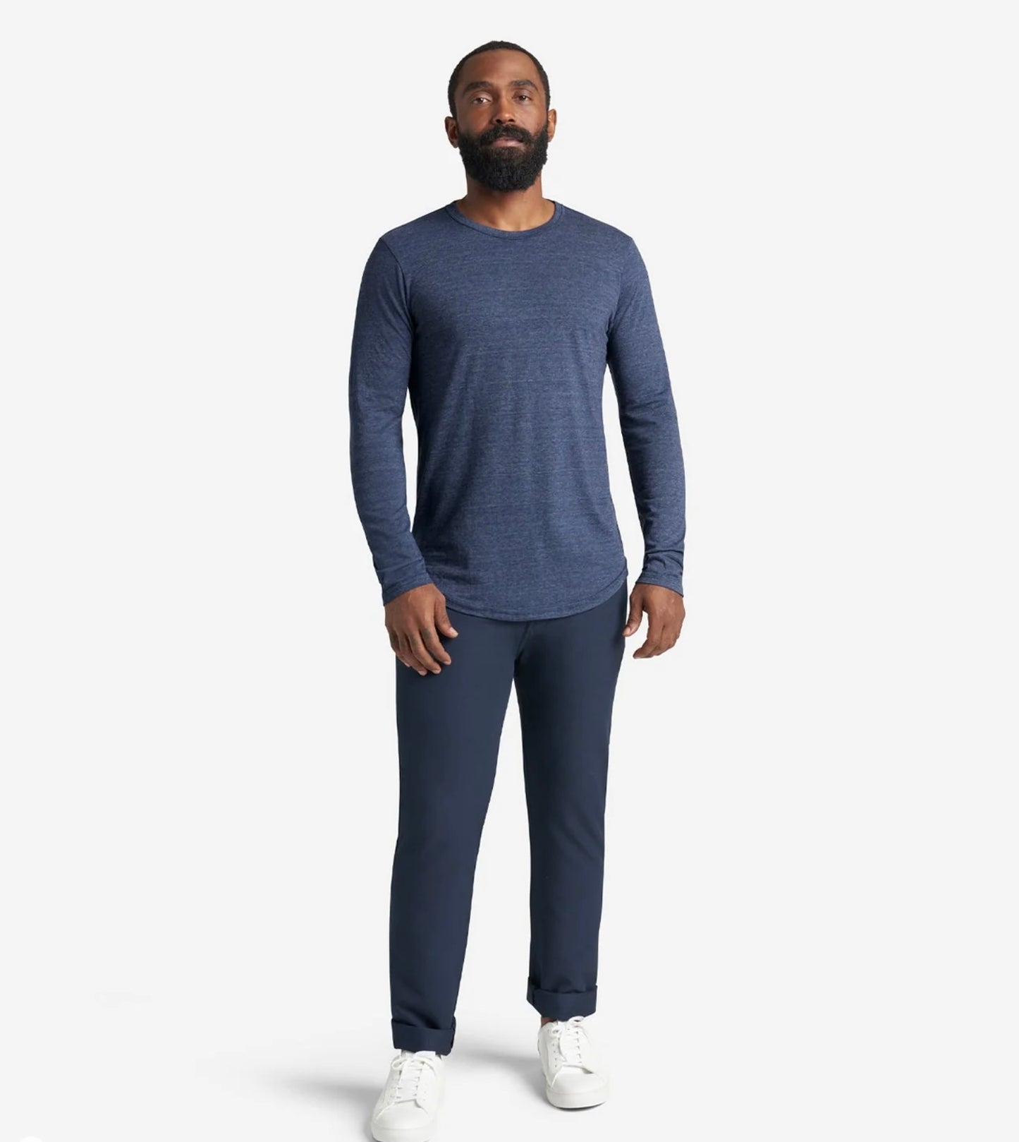 Goodlife LS Triblend Scallop Crew Navy