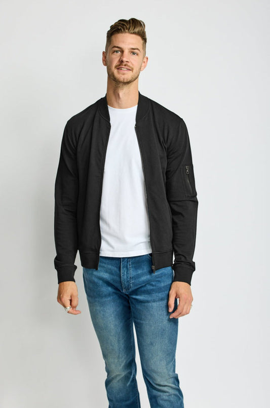 Easy Mondays Light Weight Terry Bomber Jacket Black