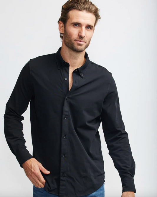 Easy Mondays LS Jersey Button Down Black SS24