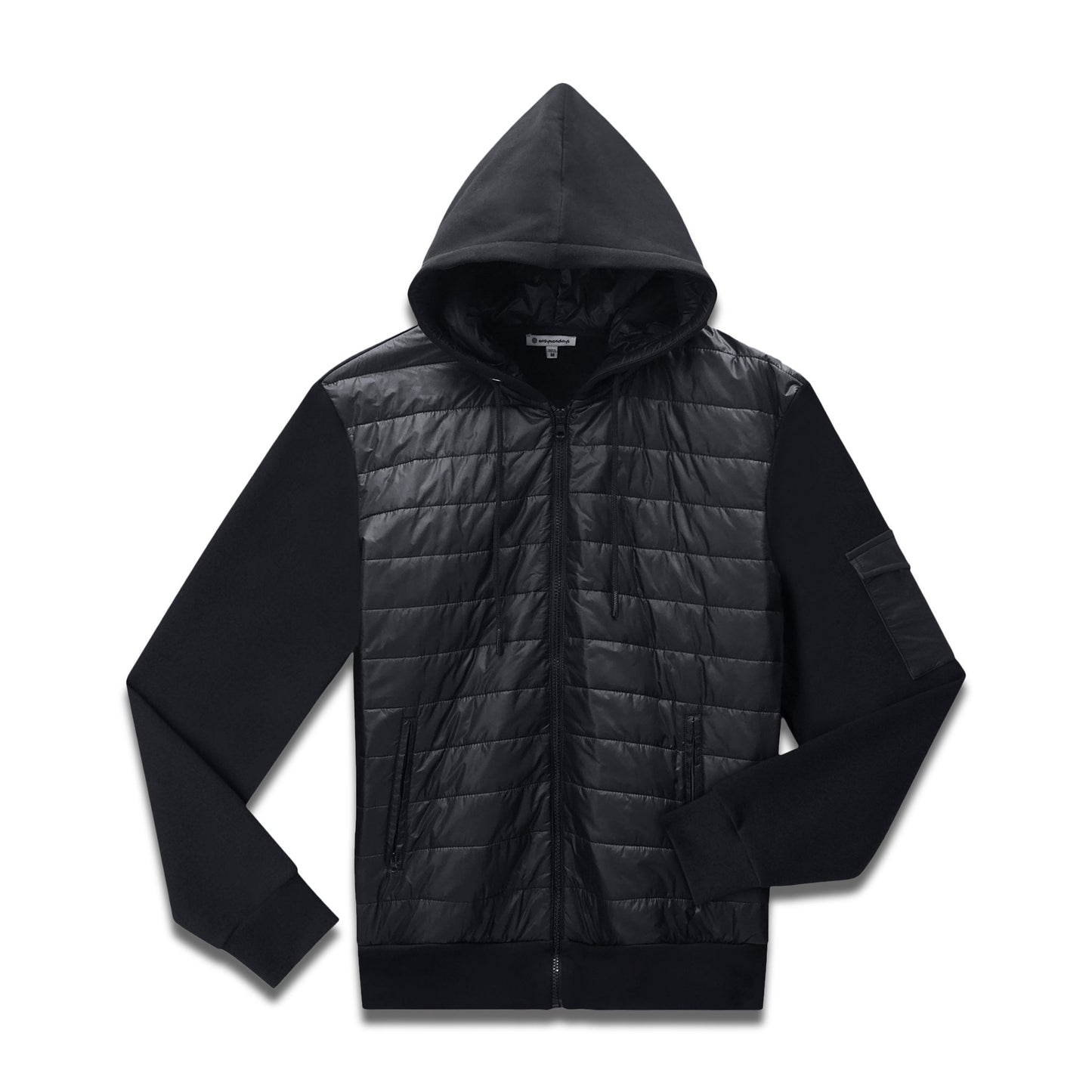 Easy Mondays Quilted Nylon Hoodie Black