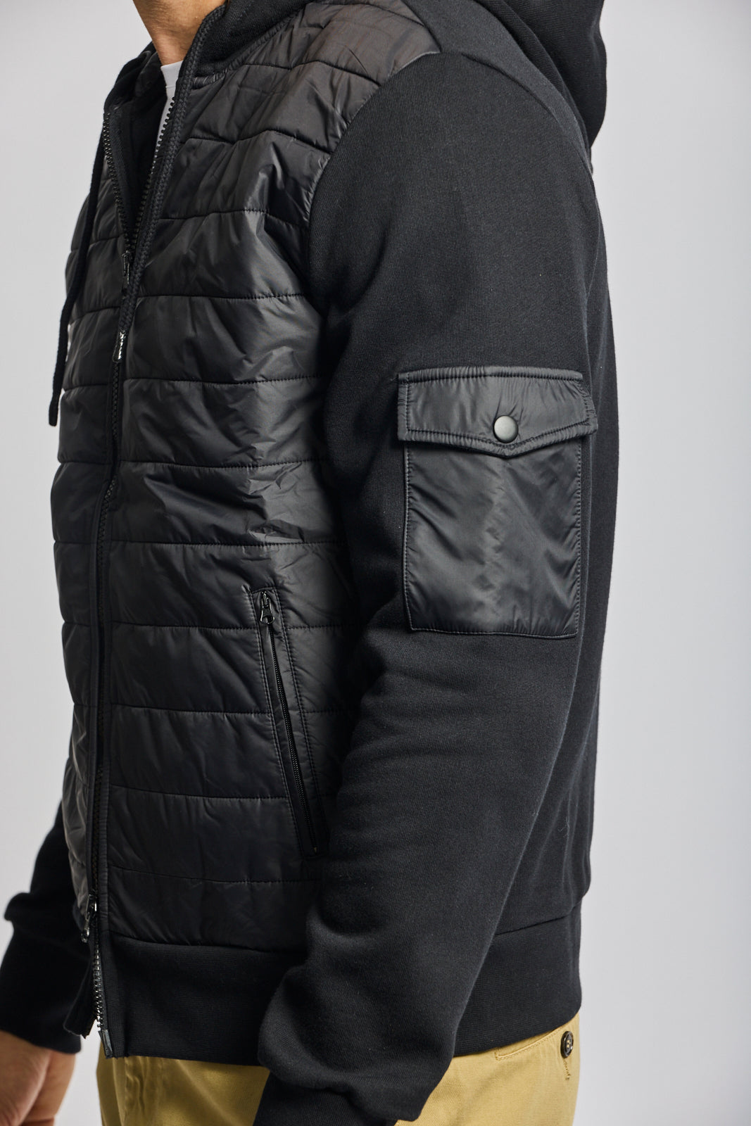 Easy Mondays Quilted Nylon Hoodie Black