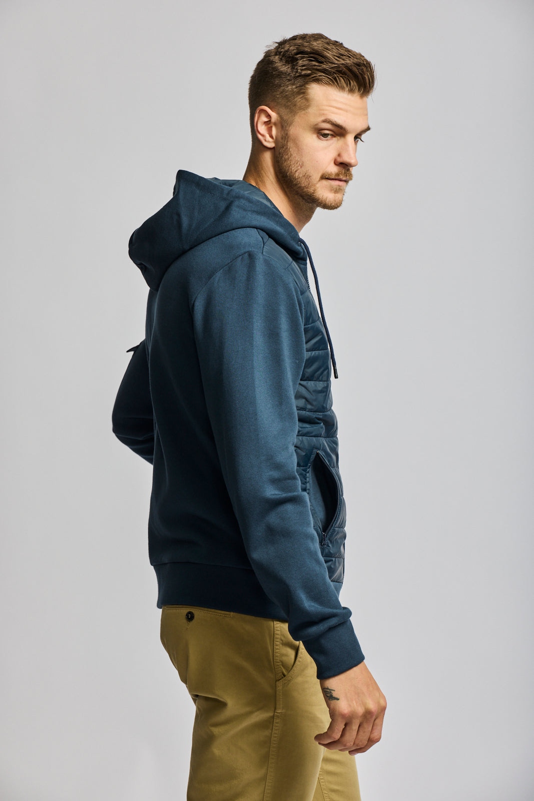 Easy Mondays Quilted Nylon Hoodie Navy