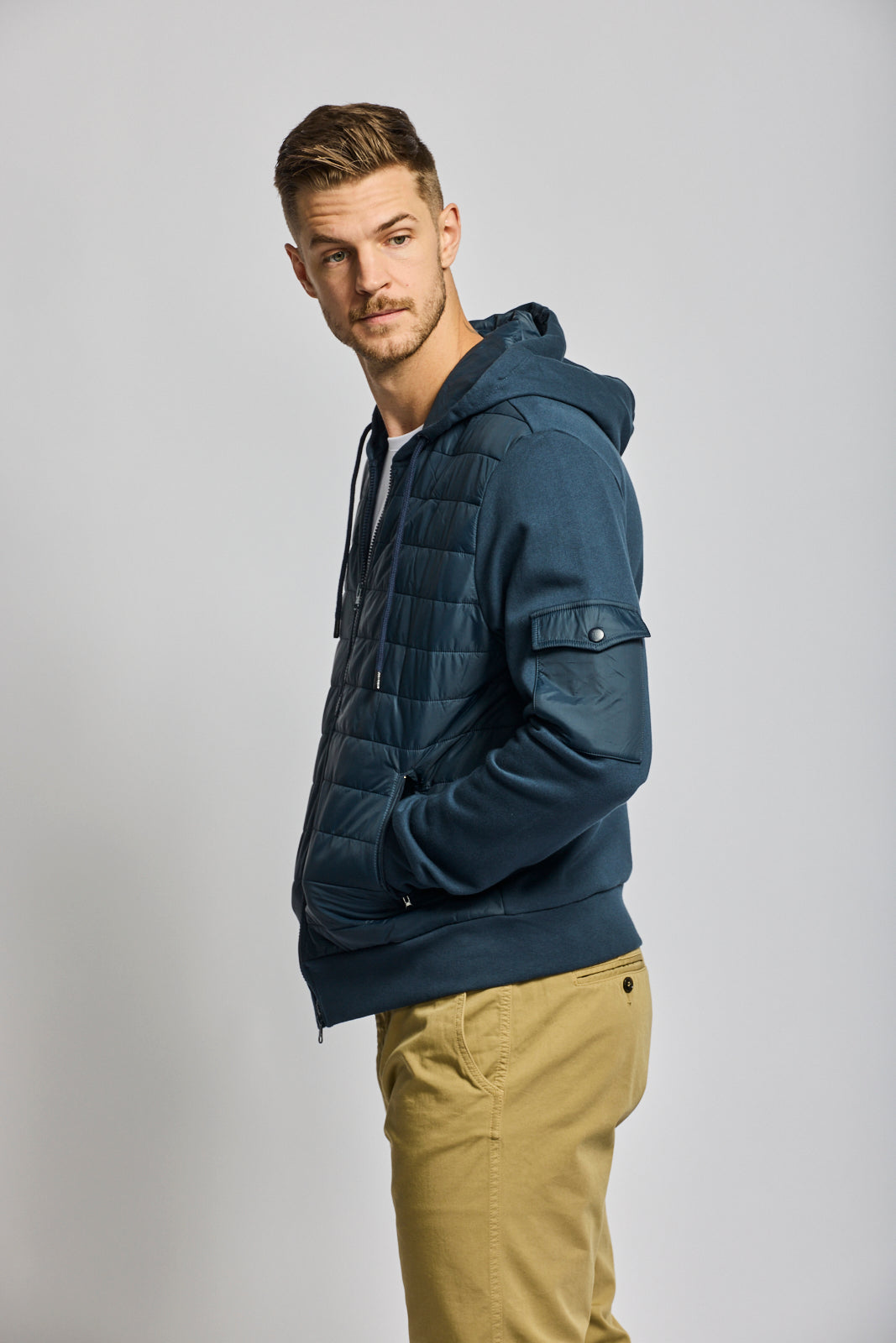 Easy Mondays Quilted Nylon Hoodie Navy