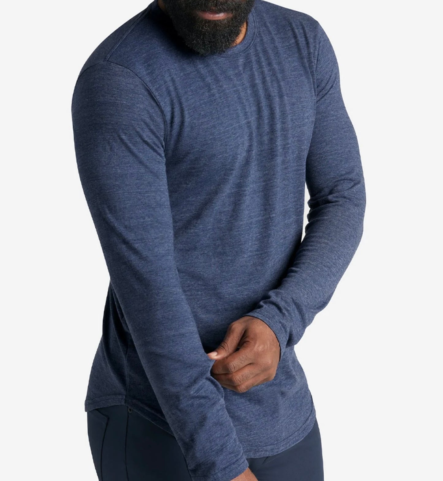 Goodlife LS Triblend Scallop Crew Navy