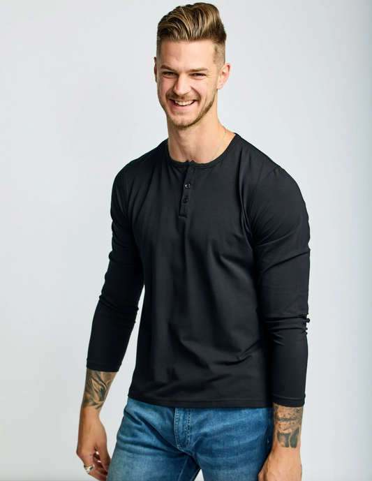 Easy Mondays Heavy Weight LS Henley Black SS24