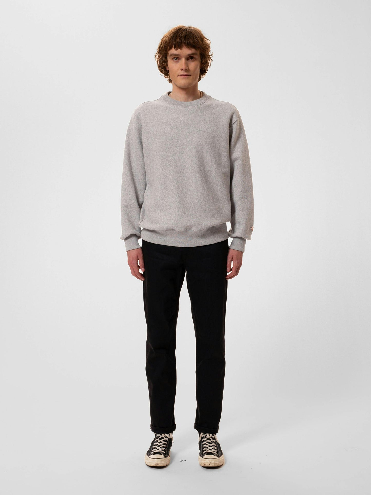 Nudie Hasse Crew Neck Sweatshirt Grey Melange