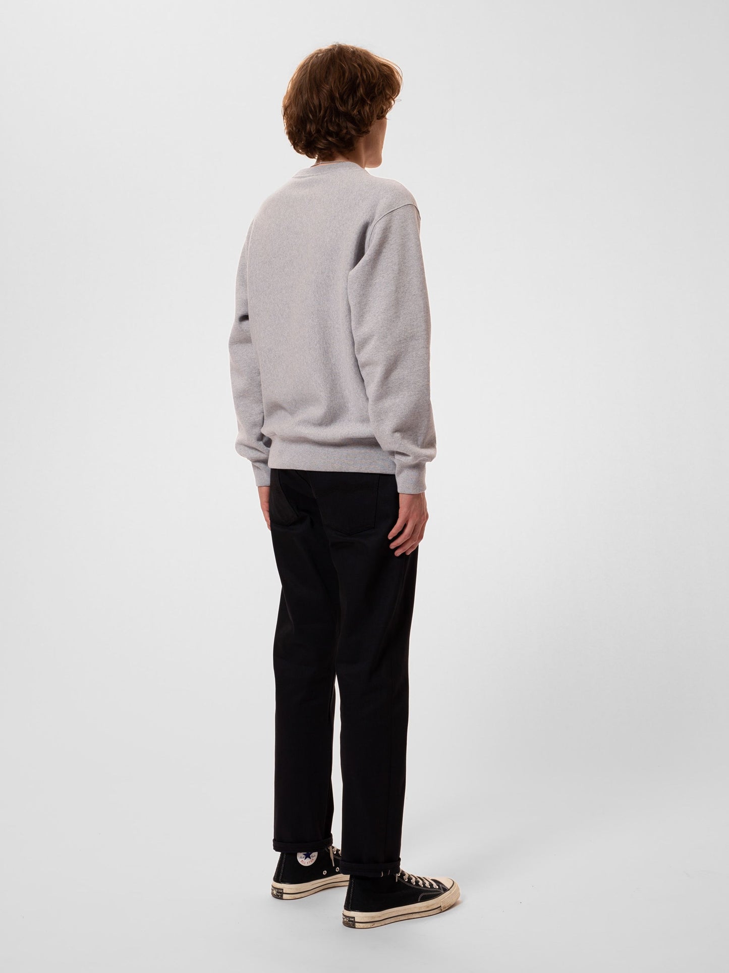 Nudie Hasse Crew Neck Sweatshirt Grey Melange